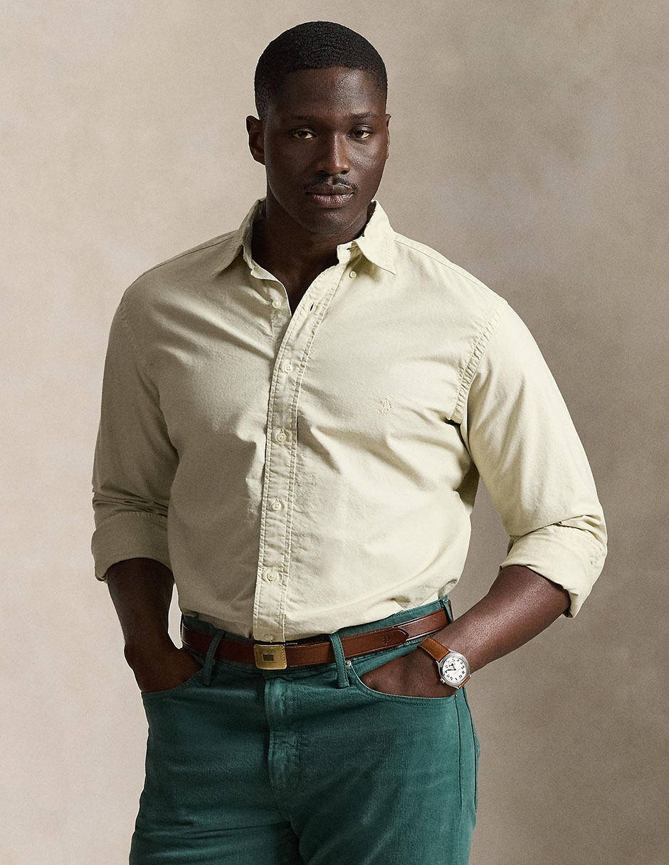 Camisa casual de algodón manga larga para hombre