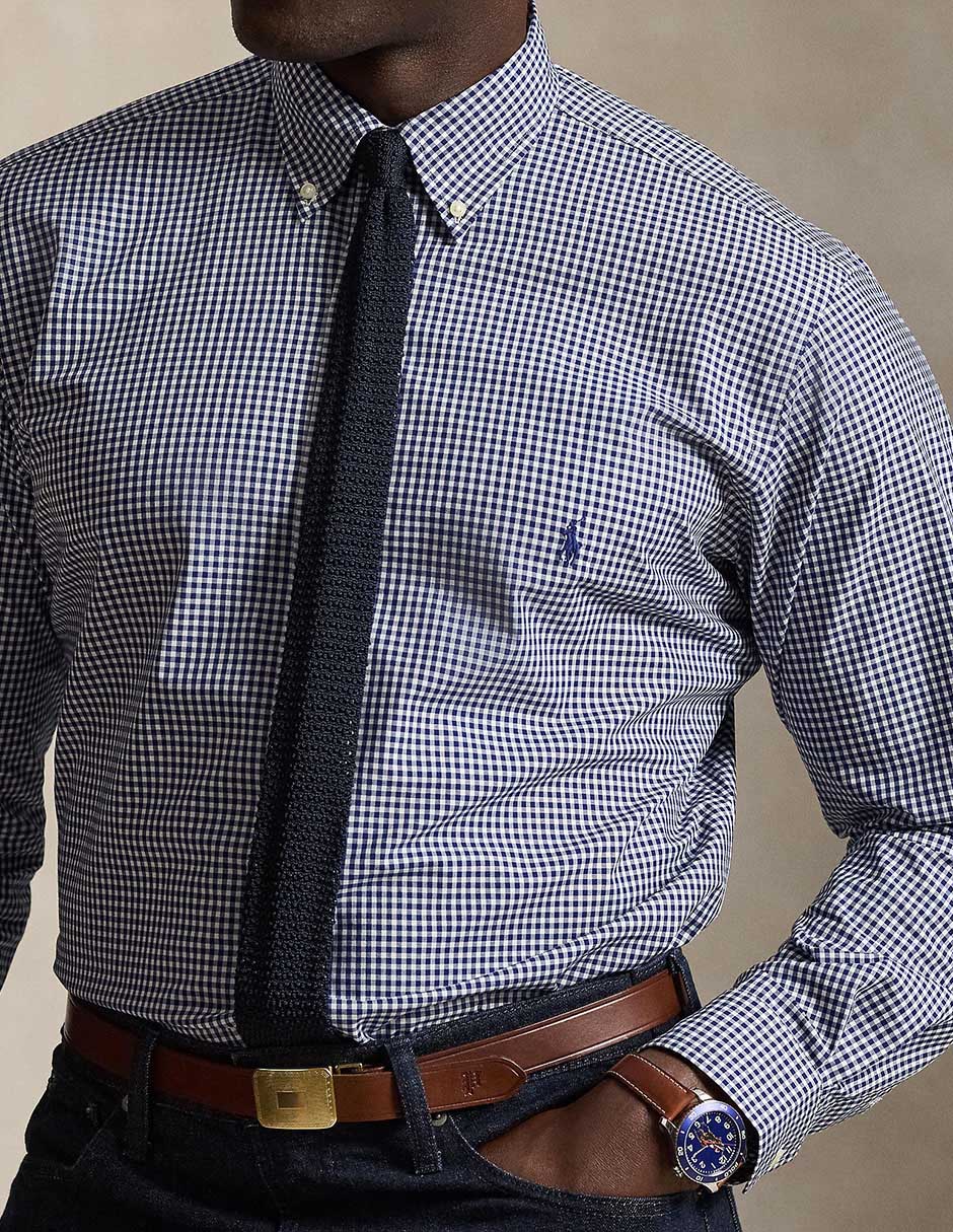 Camisa business casual de algodón manga larga para hombre 14