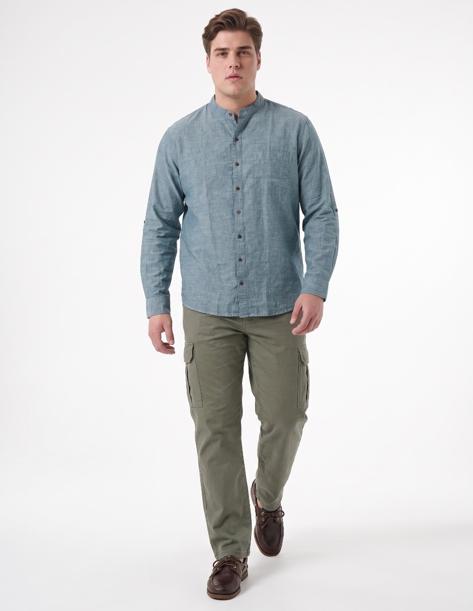 Camisa/Sobrecamisa Formal de (si aplica) Algodón y lino manga Larga para hombre Camisa/Sobrecamisa Formal de (si aplica) Algodón y lino manga Larga para hombre