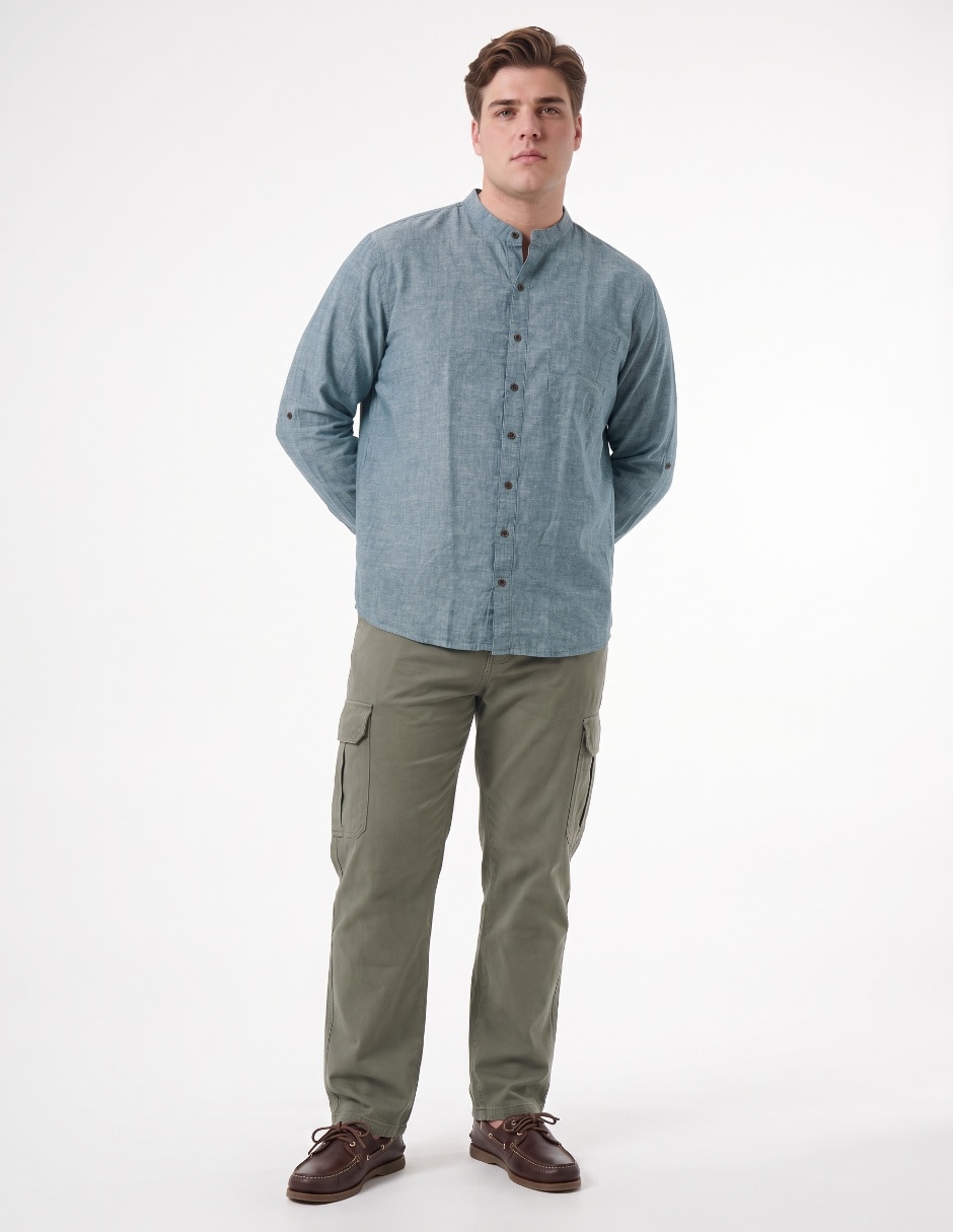 Camisa/Sobrecamisa Formal de (si aplica) Algodón y lino manga Larga para hombre 3