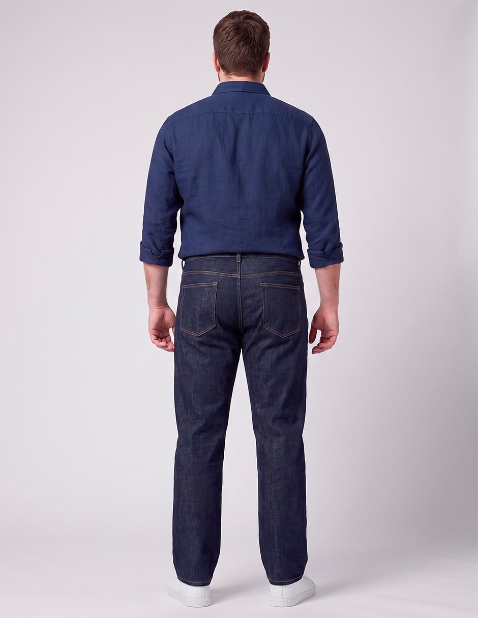 Jeans straight lavado stone wash para hombre 2