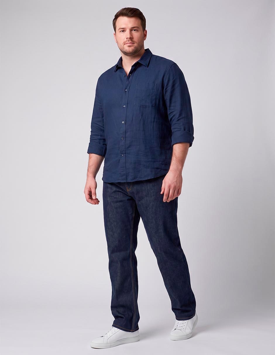 Jeans straight lavado stone wash para hombre 3