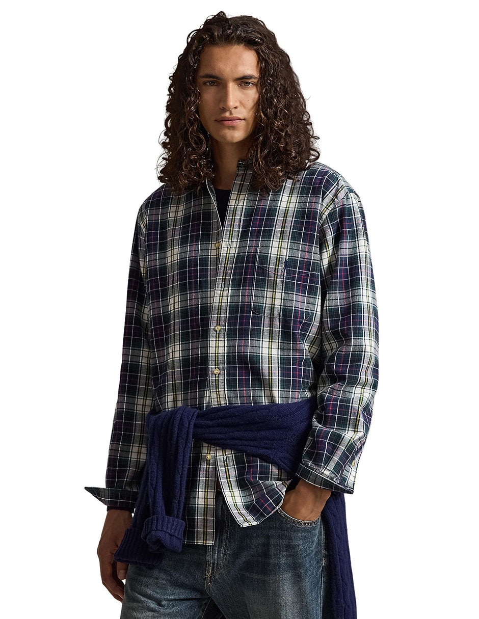 Camisa casual de algodón manga larga para hombre 9