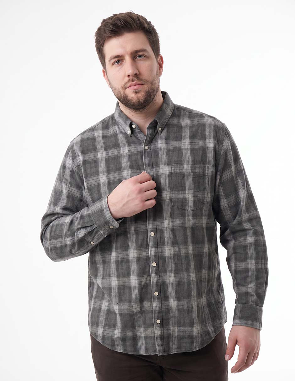 Camisa casual de pana manga larga para hombre