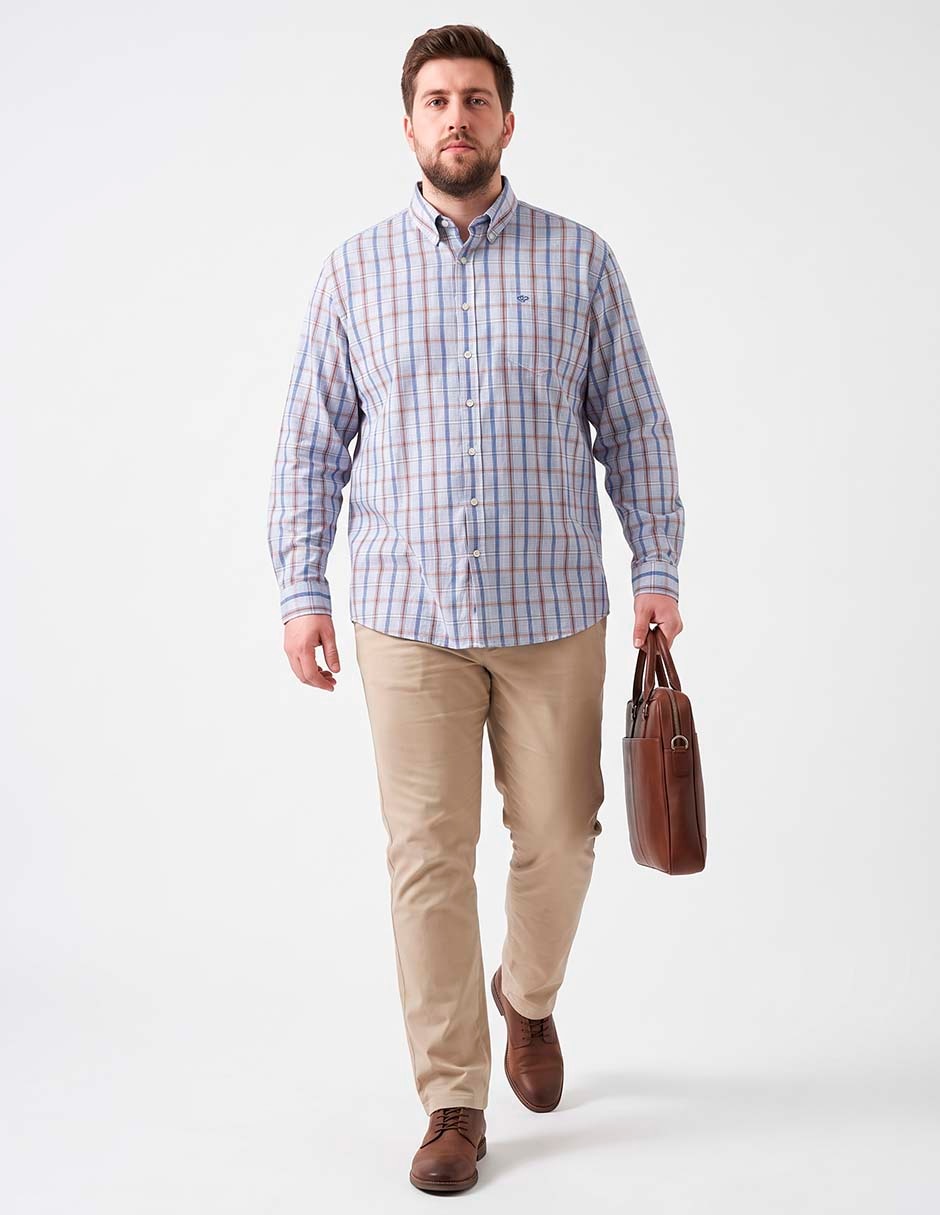 Camisa casual de algodón manga larga para hombre