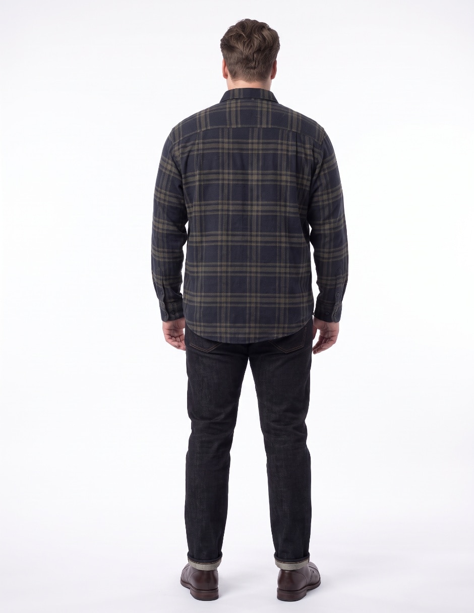 Camisa casual de franela manga larga para hombre 2