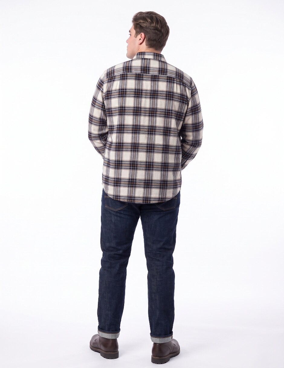 Camisa casual de franela manga larga para hombre 2