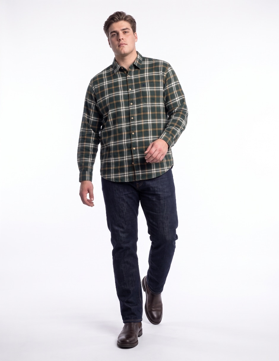 Camisa casual de franela manga larga para hombre 3