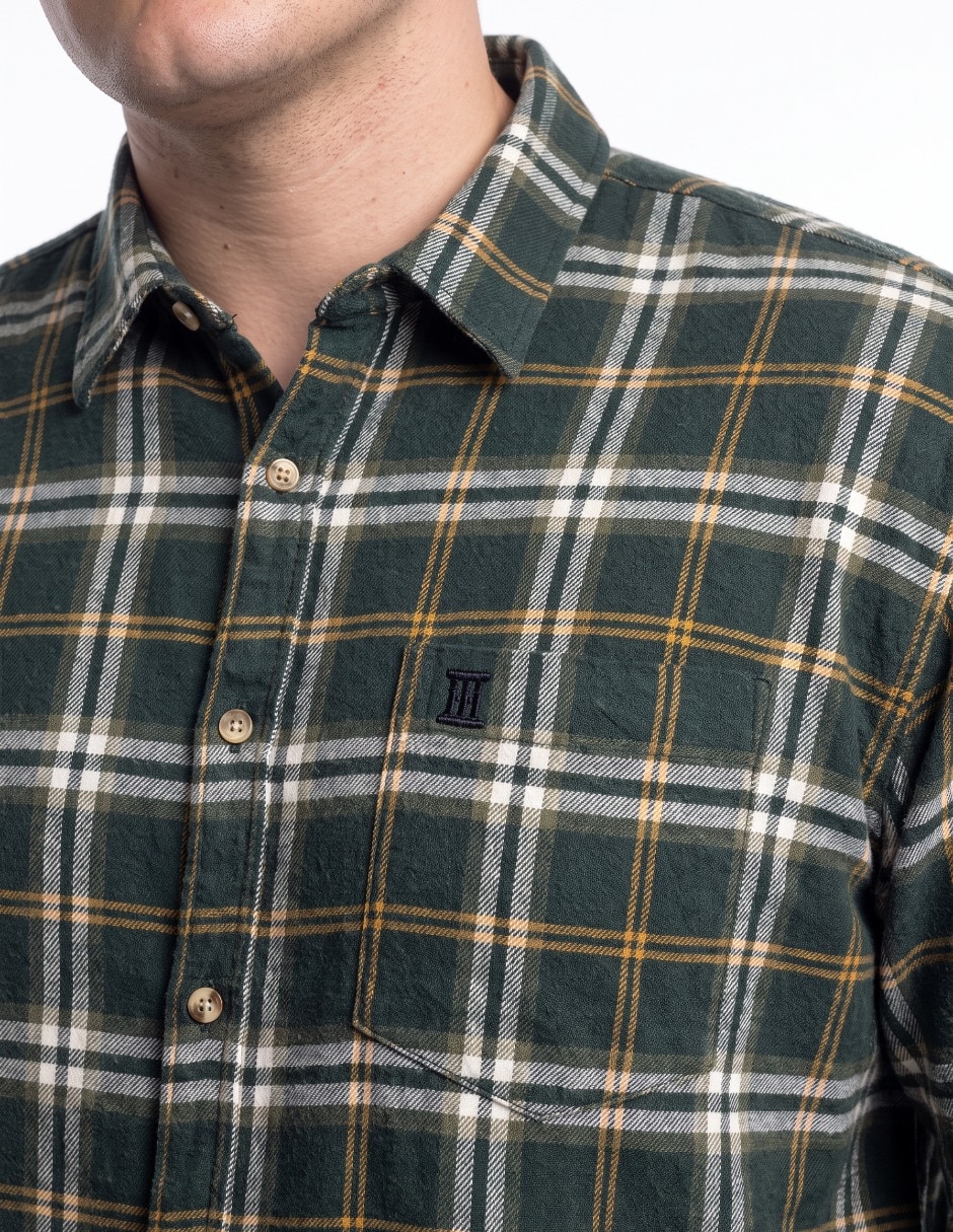 Camisa casual de franela manga larga para hombre 4