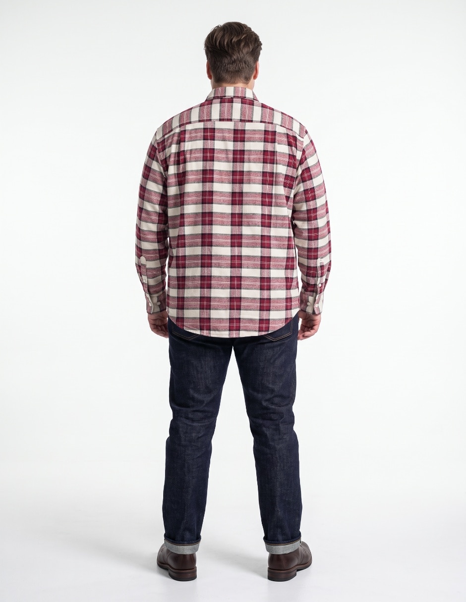 Camisa casual de franela manga larga para hombre 2