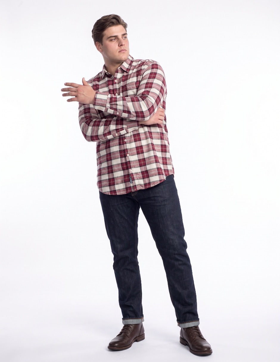 Camisa casual de franela manga larga para hombre 3