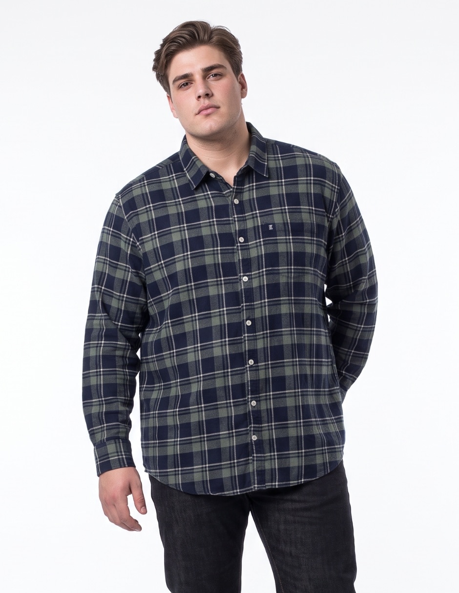 Camisa casual de franela manga larga para hombre Camisa casual de franela manga larga para hombre
