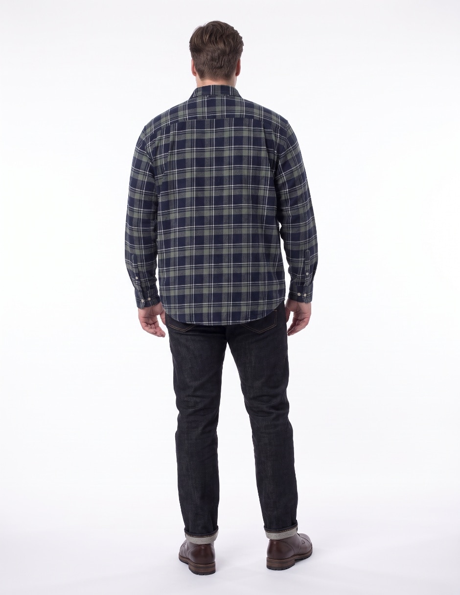 Camisa casual de franela manga larga para hombre 2